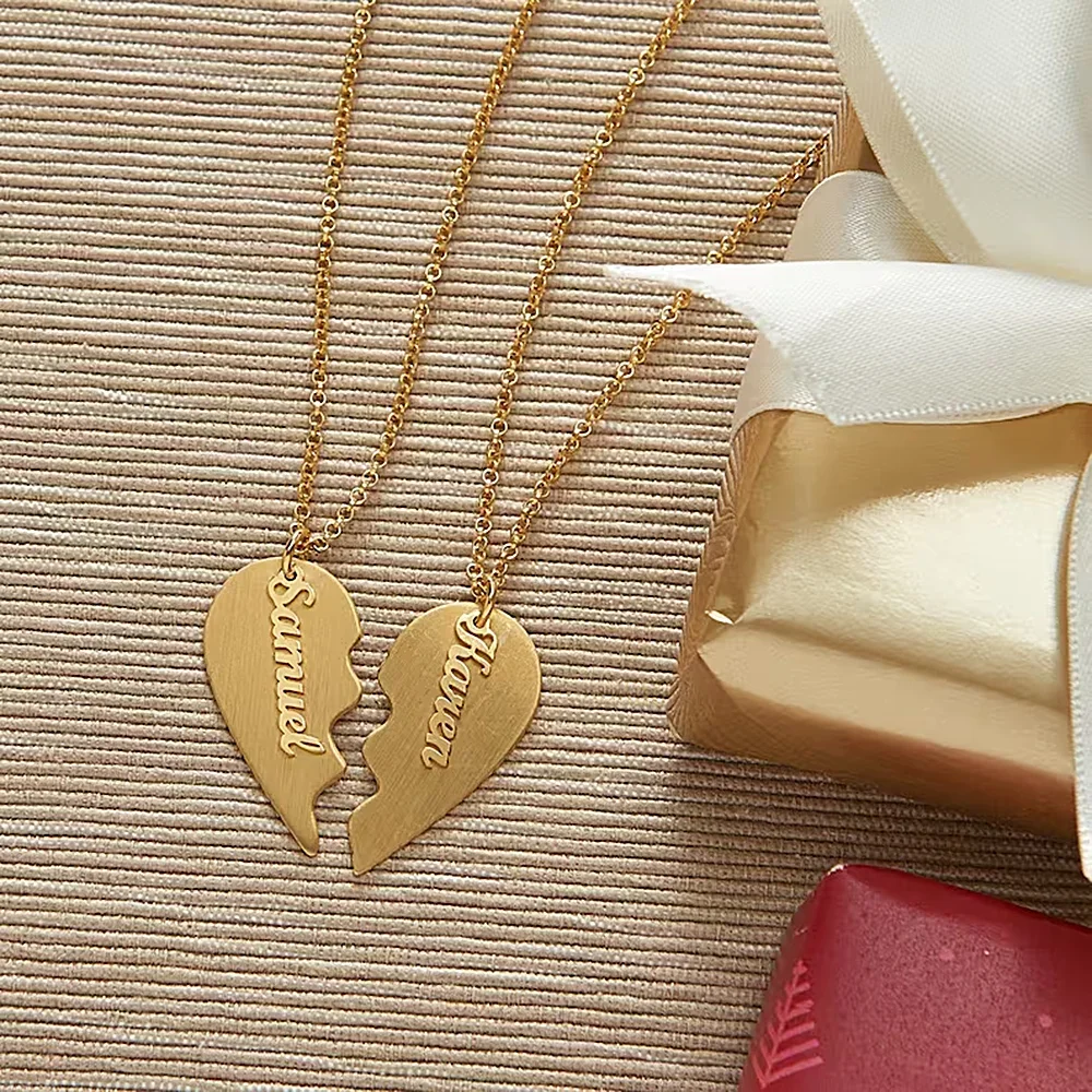 

Personalized Engraved Heart Pendant Necklace for Women Custom Stainless Steel Necklace Name Mother Friend Gift 2PCS/LOT