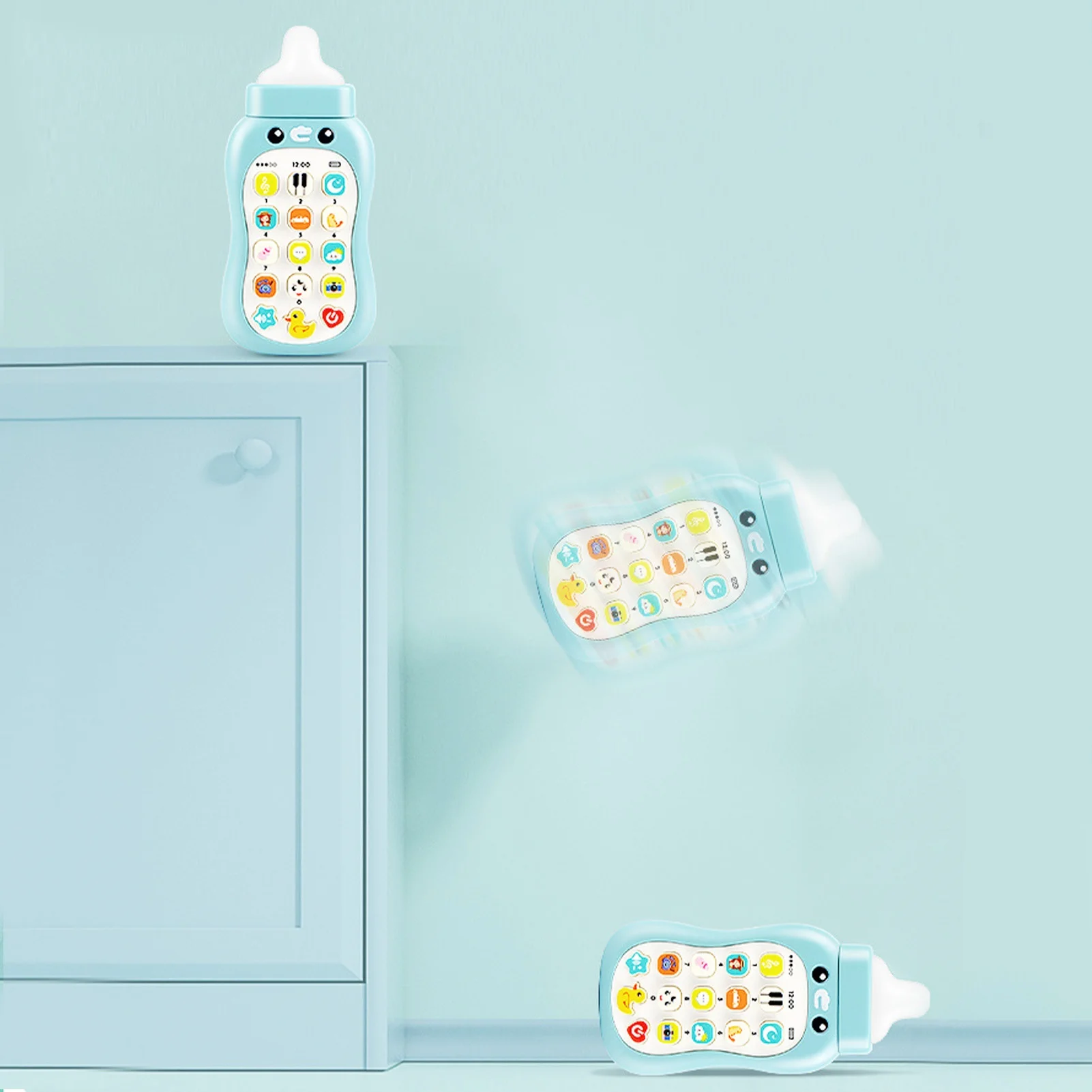 Children Mobile Phone Toy Portable Baby Learning Cell Phone with Pacifier Educational Toy Gift Blue