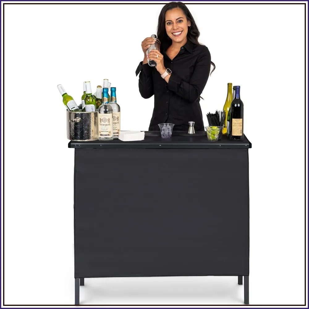 

Portable Bar Table for Events - Pop Up Mobile Bartending Station with Travel Carrying Case, 3 Skirts or LED