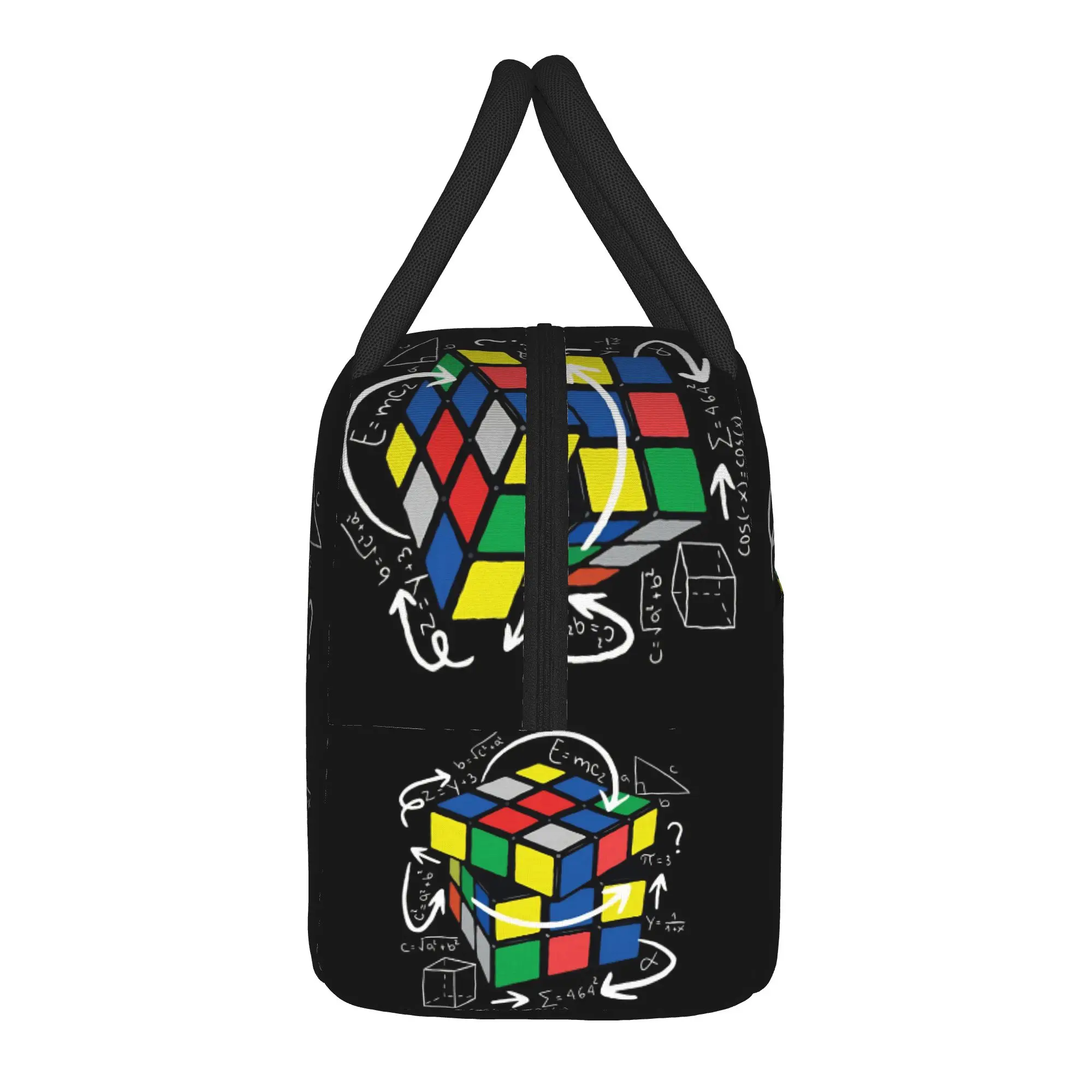 Math Rubiks Cube Lunch Bag  Leisure Lunch Box For Girls Picnic Portable Cooler Bag Oxford Graphic Tote Food Bags