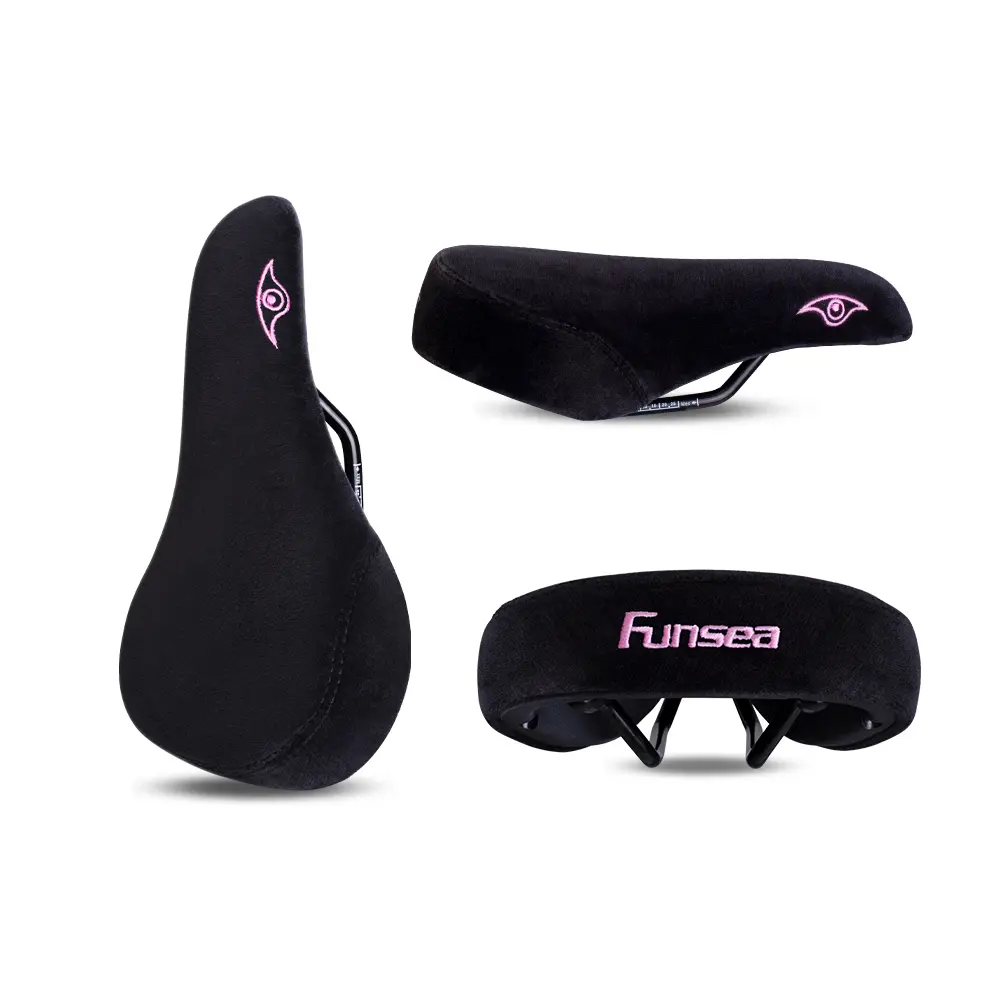 Acessórios para Bicicleta Funsea, Assento para Bicicleta de Acrobacias para Meninas, Superfície de Flanela, Logo Bordado Rosa