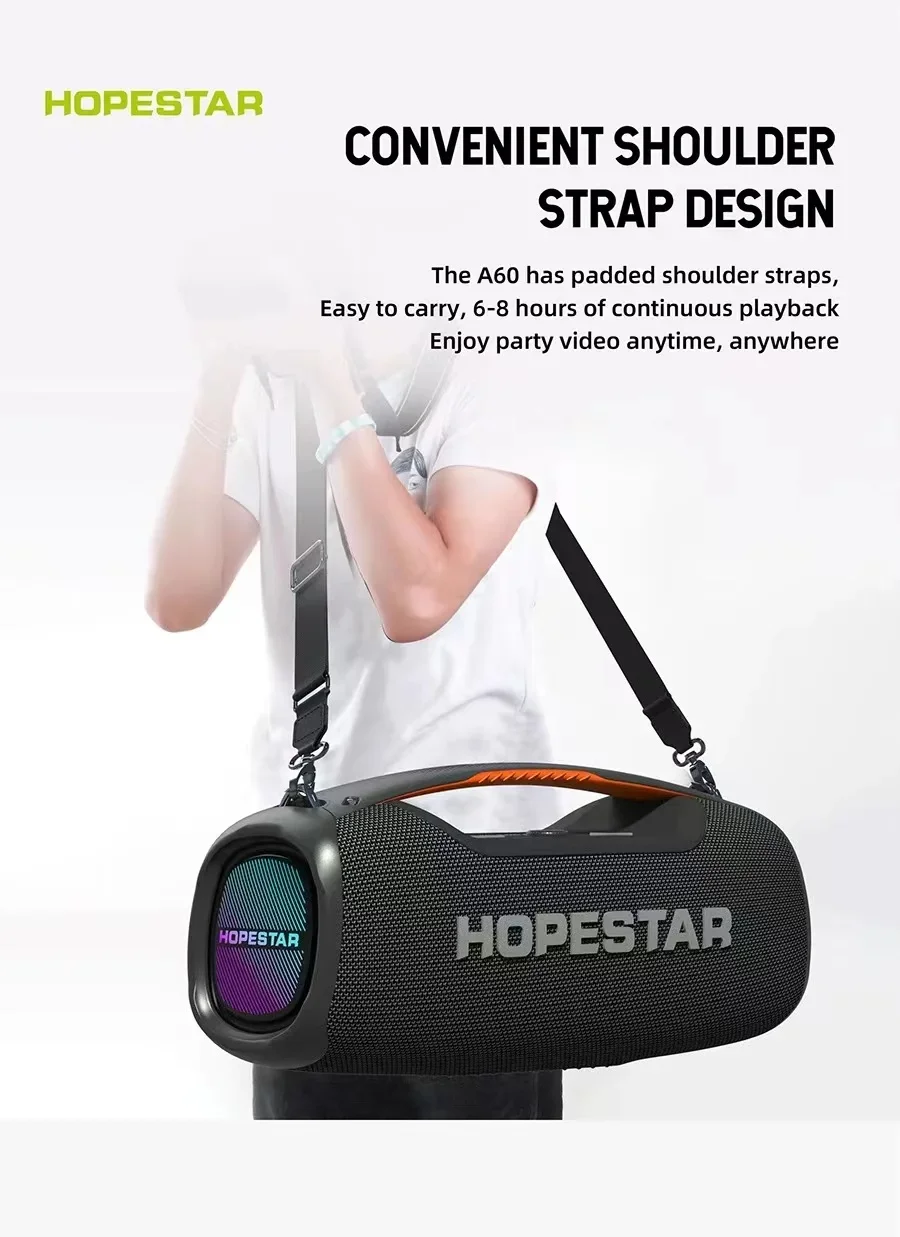 Imagem -03 - Hopestar A60 100w Alto-falante Bluetooth de Alta Potência Exterior Impermeável Draagbare Pijler Mic Parede