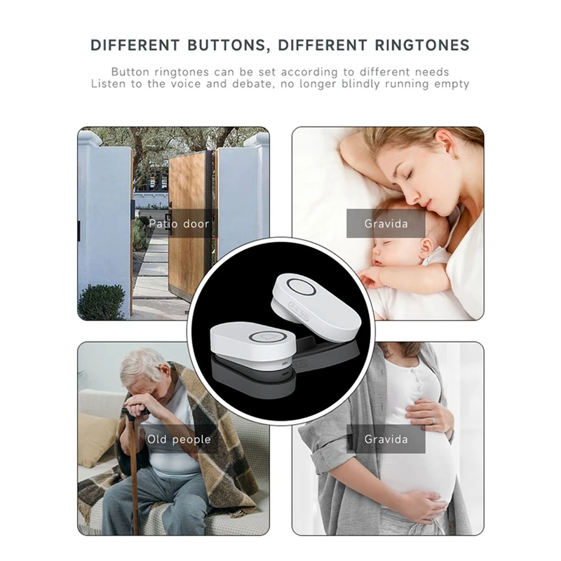 New Wireless Outdoor Doorbell Smart Home Doorbell 60 Ringtones Loud Volume Home Welcome Waterproof No Wiring EU-PLUG