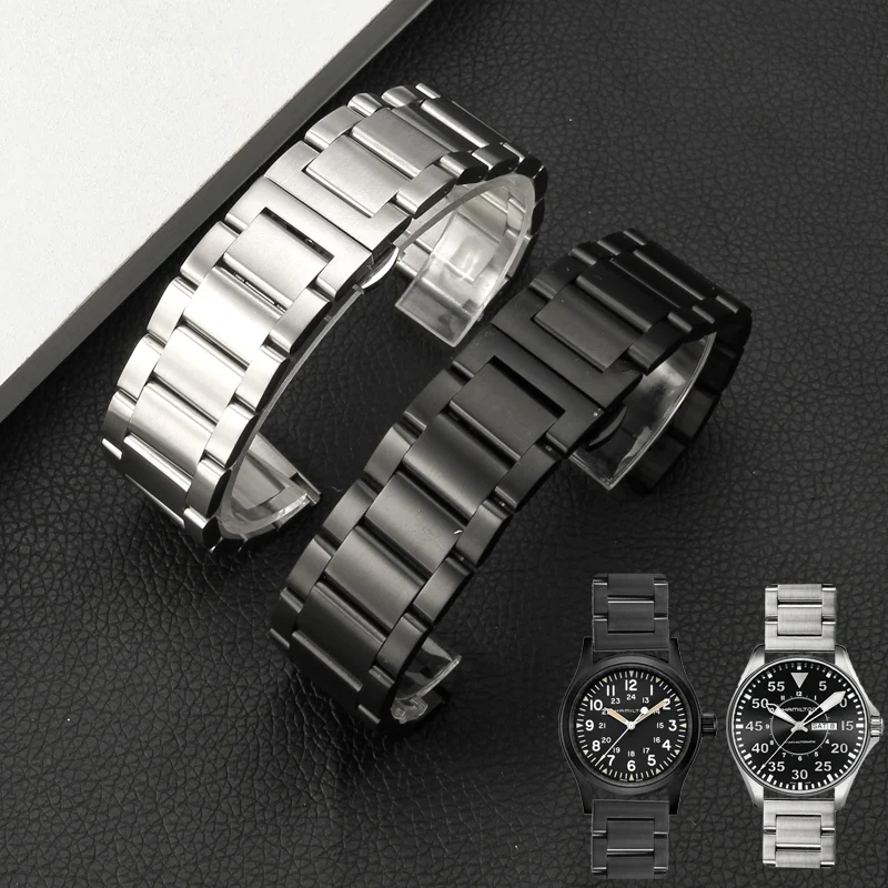 

Solid Stainless Steel Watchband for Hamilton Khaki Jazz Field Seiko Butterfly Clasp Men Bracelet Metal Watch Strap 18 20 22mm