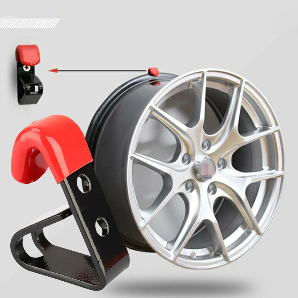 

Wheel Hub Hook Display Stand For 13-22 Inch Wheel Hub Hanging Metal Replacement Wall Mounted Black+Red Cars Tire