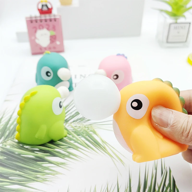 Cartoon Cute Will Spit Bubble Dinosaur Pinch Decompression Toys Children's Venting Stress Relief Funny Bubble Blowing Toys Gift