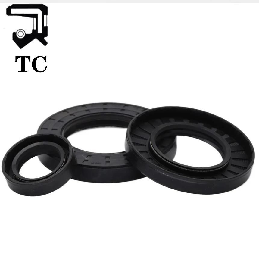 TC TG4 47/48/50/52/53/55/57mm ID Black Nitrile Rubber NBR Grooved Lip Spring Gasket Ring Sealing Radial Shaft Skeleton Oil Seal