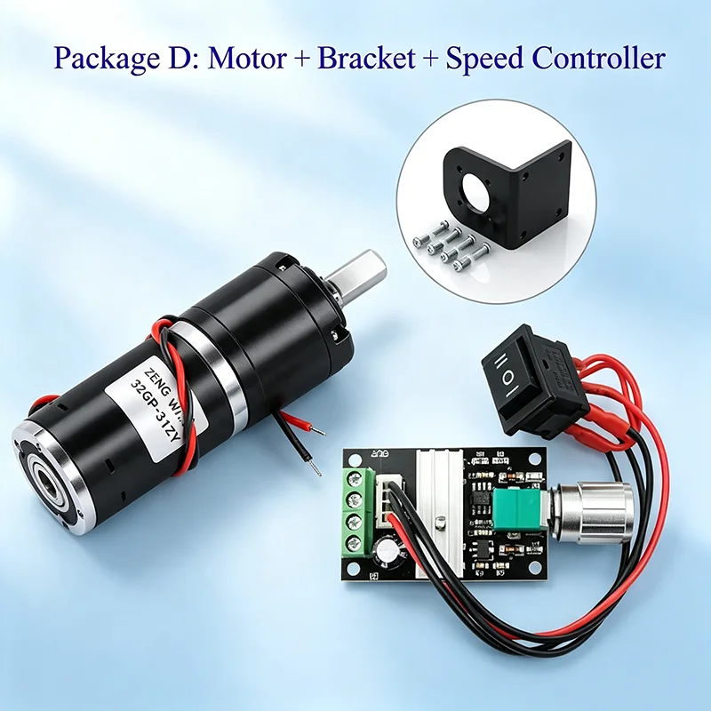 32GP-31ZY Planetary Gear Motor DC 12V 24V 11-2160RPM High Torque Reversible Adjustable