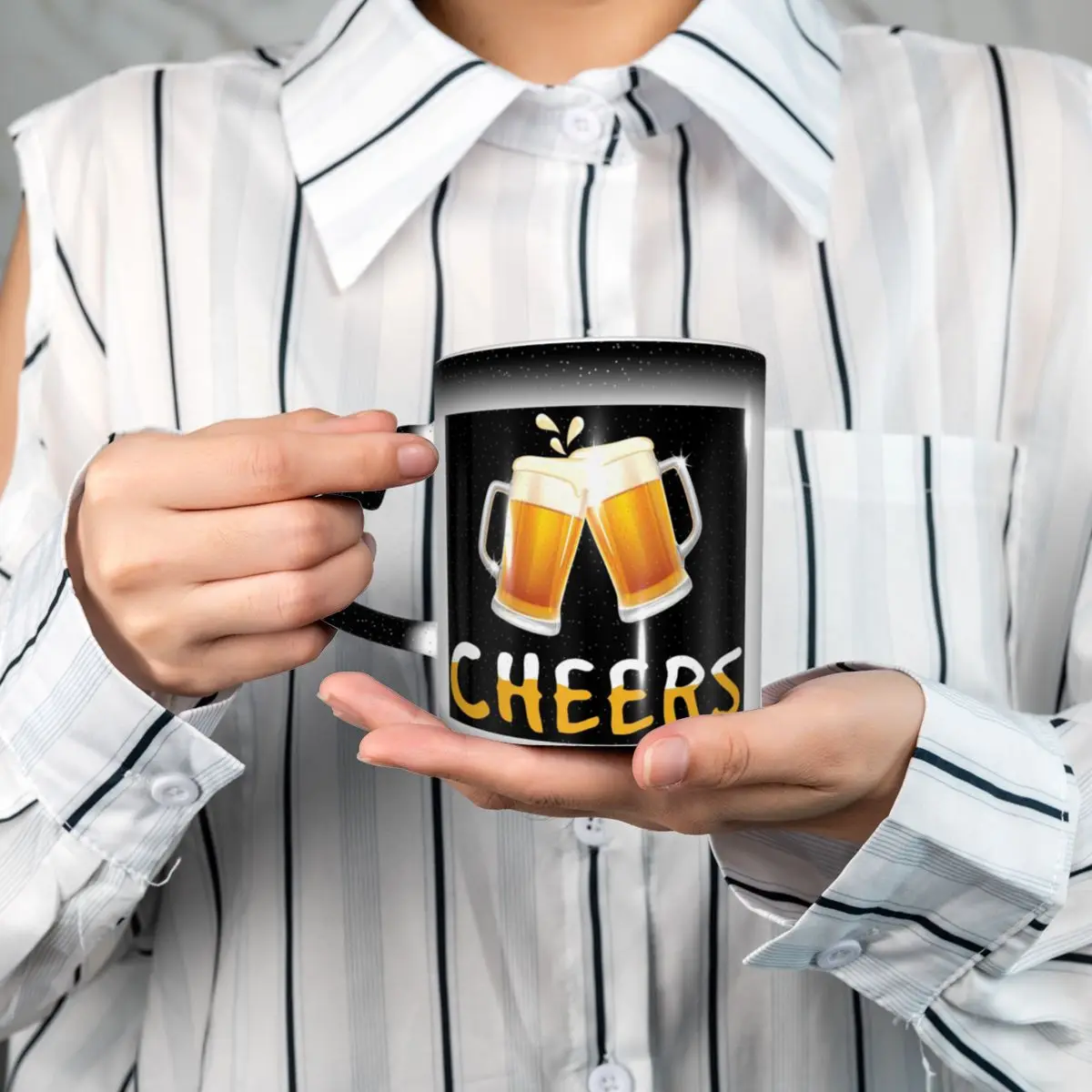 Cheers Beer Mug Prints Mug Funny Ceramic Coffee Cups Tea Mugs Milk Cup Drinkware Gifts for Friends