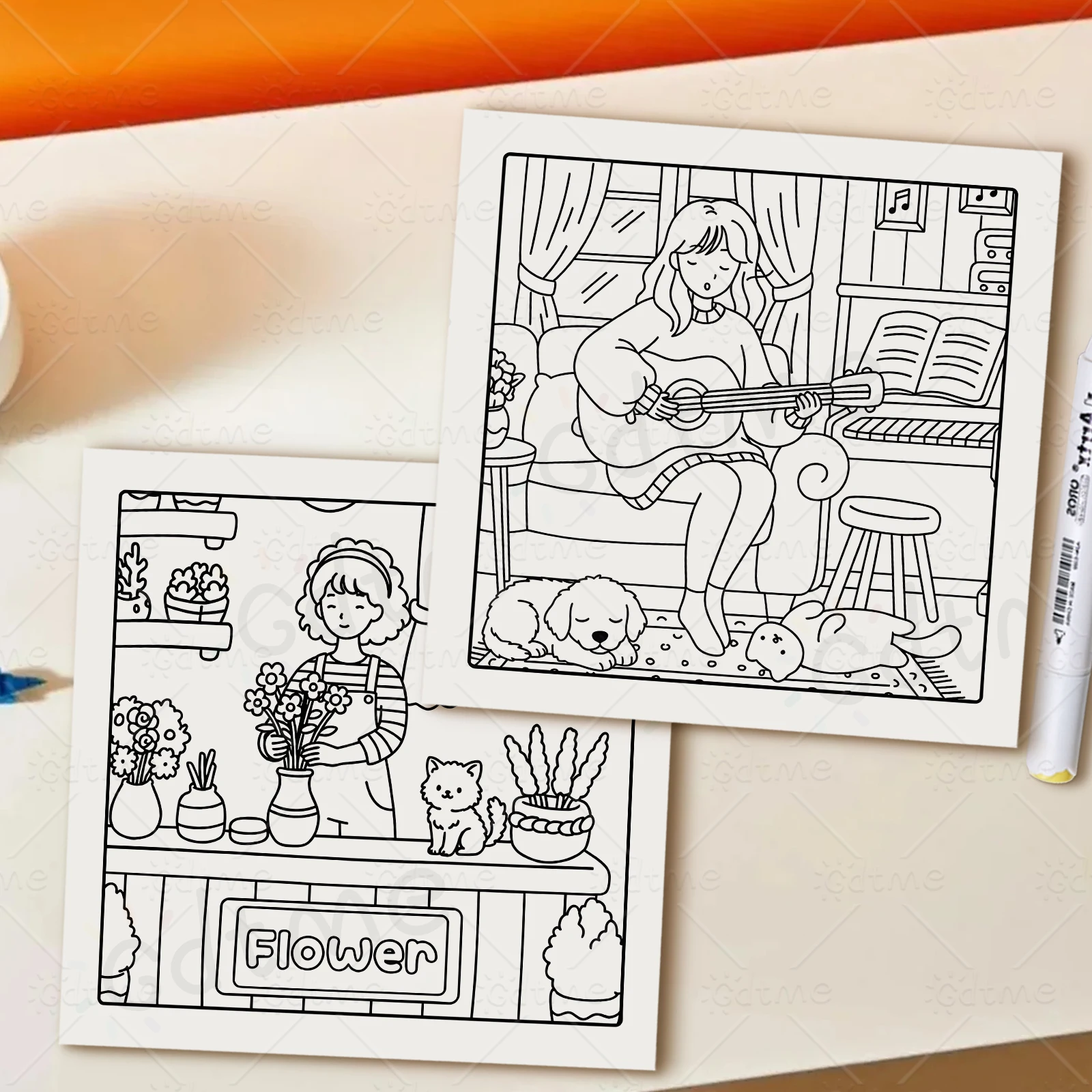 Girl's Family Bold-easy Patterns Coloring Book for Adults Cute Drawing Book Perfect Gift for Party and Birthday ﻿