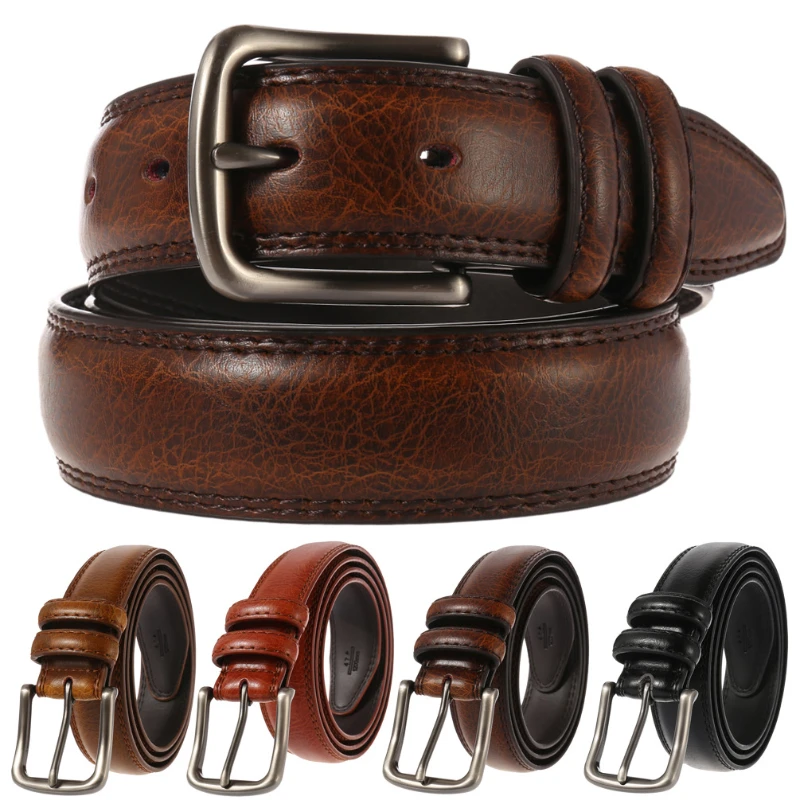 

3.2CM Genuine Leather For Men's High Quality Buckle Jeans Cowskin Casual Belts Business Cowboy Waistband Male Fashion Designer