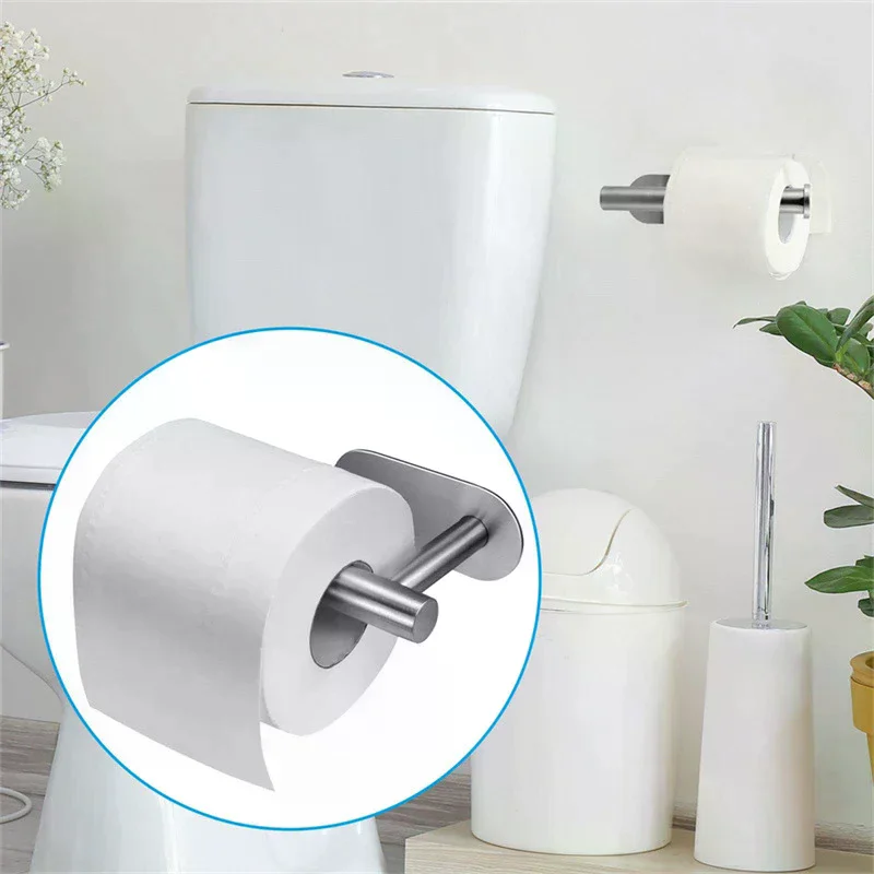 

Самоклеящийся держатель для туалетной бумаги, настенное крепление, органайзер для ванной комнаты, подставка для хранения без перфорации, держатель для полотенец из нержавеющей стали