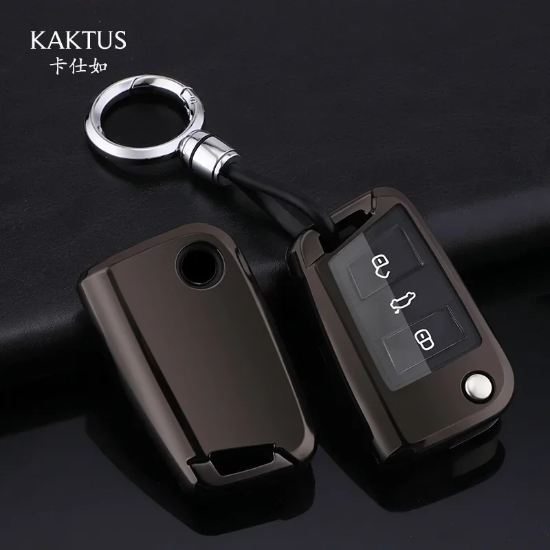 2024 Fashoin PC Car Key Bag Case Protection for Volkswagen Golf 7 Car Accessories Key Shell Keychain for Man Women Sliver Black