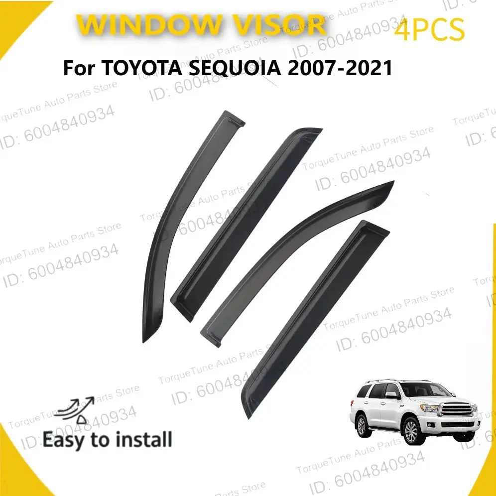 Durable PC Window Visor for TOYOTA SEQUOIA 2007-2021 - Waterproof Sun Shield, Side Window Rain Guard