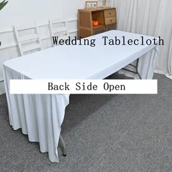 White color Wedding Party Tablecloth,Elastic Spandex Rectangle 6FT Table Cover, Table Skirt