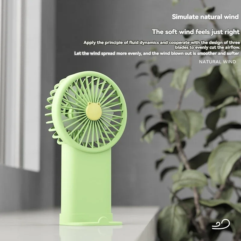 2024 New Handheld Small Fan Cartoon Phone Holder Mini Silent Convenient Desktop USB Rechargeable Portable Air Conditioner