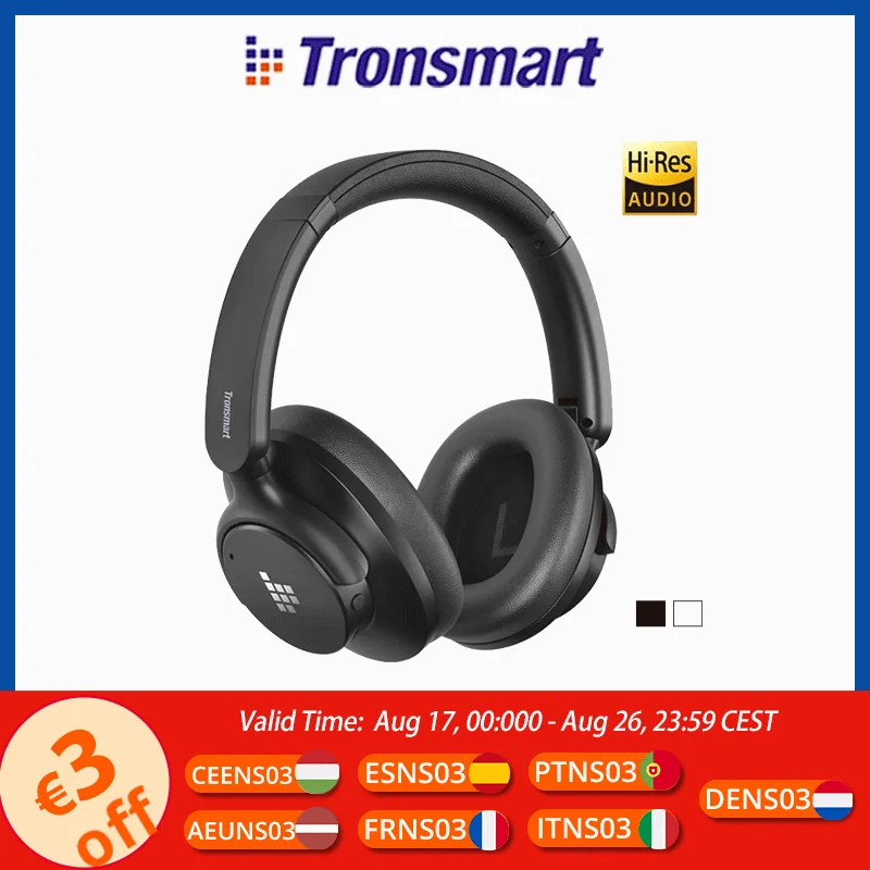 Écouteurs Bluetooth Tronsmart Sounfii Q20S, casque sans fil à réduction de bruit, 60 heures d'autonomie, audio haute ré…