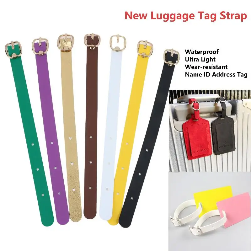 Multicolor PU Luggage Tag Straps Alloy Buckles Waterproof Luggage Tag Strap Ultra Light Wear-resistant For Travel Business Trip