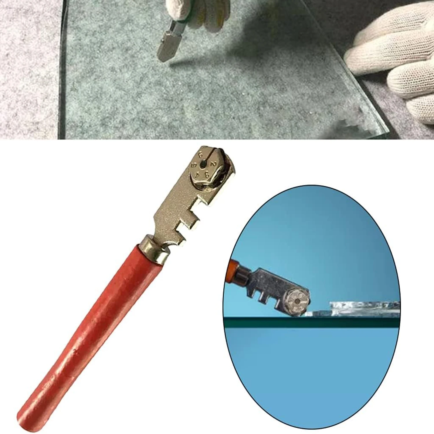 Essential and Precise 6-Wheel Portable Glass Cutter Tool for Round and Flat Glass and Tiles - Versatile and Multifunctional with