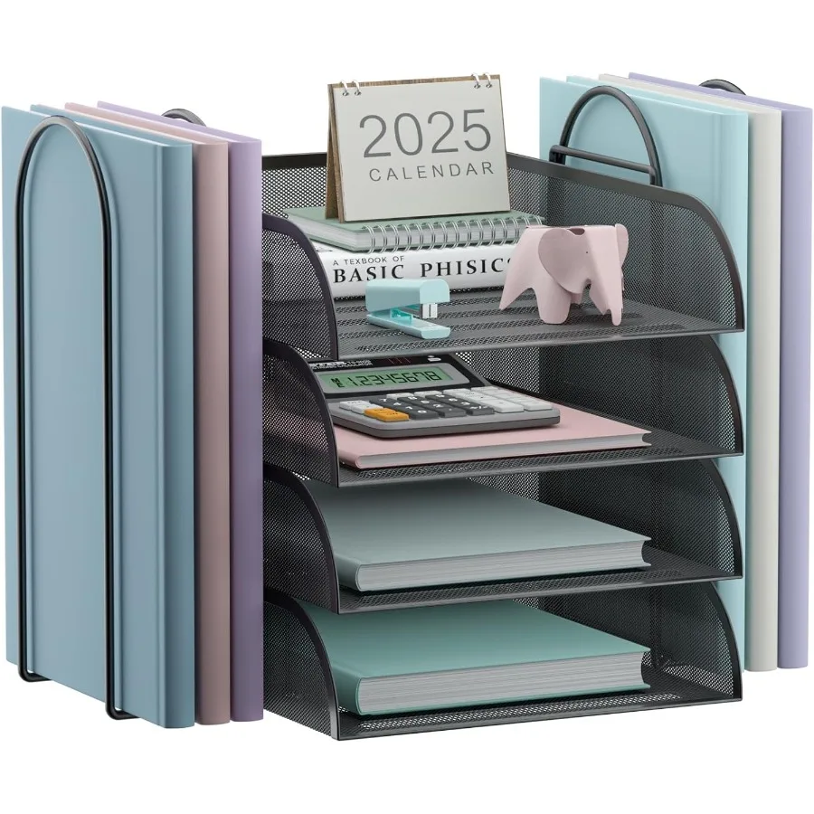 منظم صينية ورق قابل للتكديس مكون من 4 طبقات لملحقات مكتب المكتب ومنظم فارز الورق لمجلد ملفات مكتب الرسالة/A4