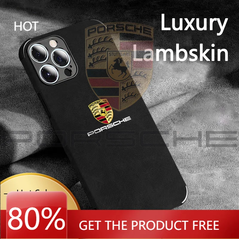 

Porsche Car Sticker For Porsche Emblems Suede All-inclusive Phone Case for iPhone 16 15 13 14 11 12Pro Max 12Mini 7 8 XR X XS 16