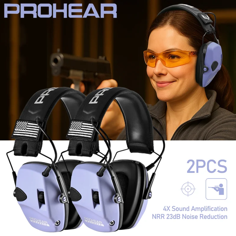 

PROHEAR 2Pcs Shooting Earmuff Tactical NRR 23dB Noise Reduction Hearing Protection Ear Muffs Ear Protector for Hunting Gun Range