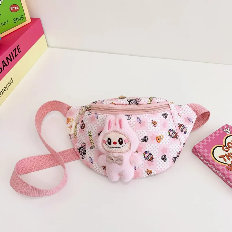 Labubu new children's fanny pack lightweight boy and girl crossbody bag cartoon cute little girl chest bag out shoulder bag