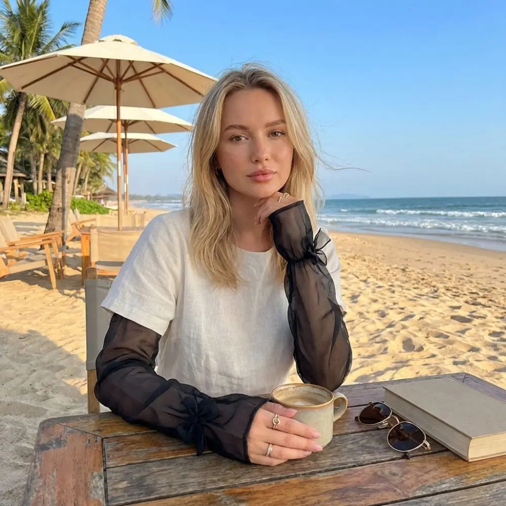 

Stylish Ice Silk Women's Sleeves Bow Decor Loose Fit Arm Sleeve UV Protection Sun Protection Ice Sleeves Summer Outdoor