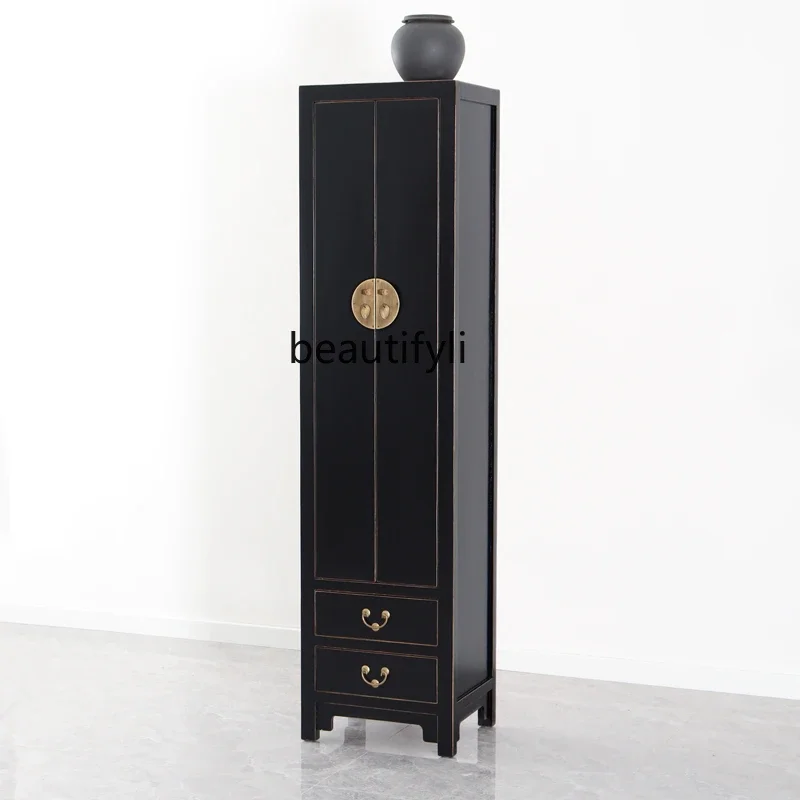 

FNew Chinese bookcase simple modern antique solid wood living room decorative vertical cabinet furniture custom classical style
