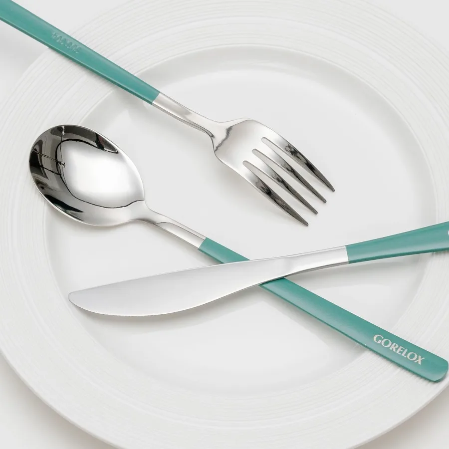 مجموعة أدوات السفر 4 قطعة من الفولاذ المقاوم للصدأ أدوات المائدة القابلة لإعادة الاستخدام أدوات المائدة المحمولة الفضيات صندوق Luh للتخييم والمكتب ملعقة شوكة Ilude K #3