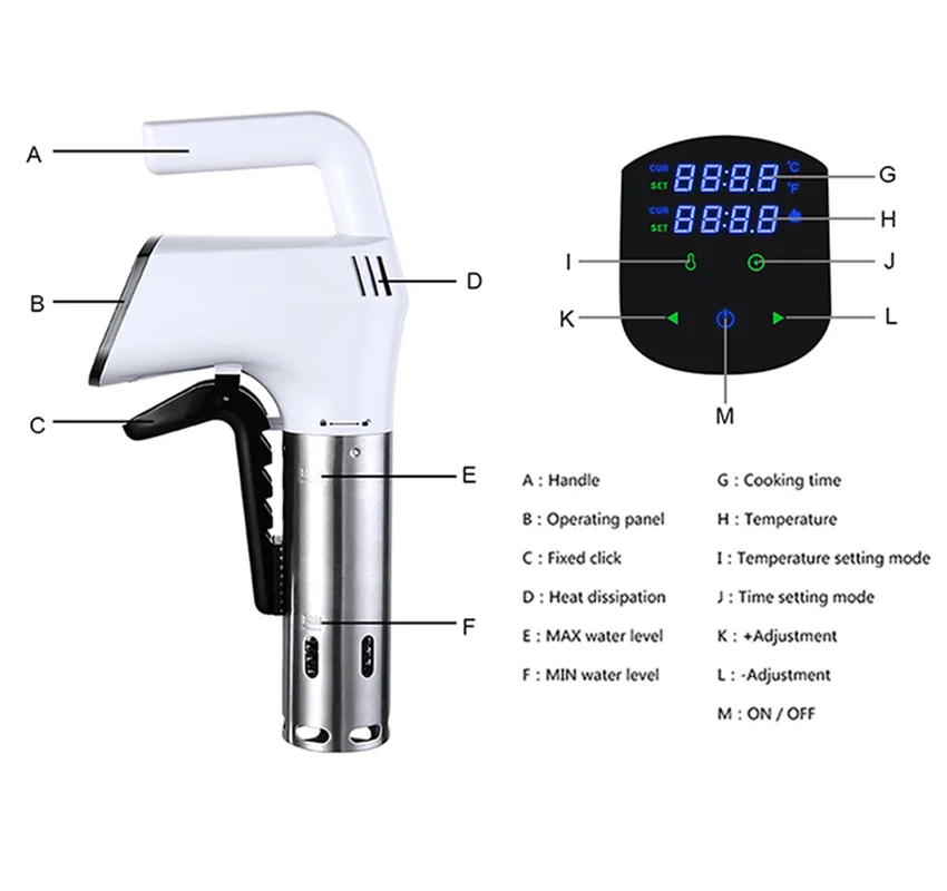 1800w sous vide cooking vara mergulho quente circulador temperatura exata cronometragem digital silencioso cozinha de aço inoxidável casa