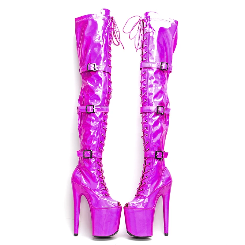 Leecabe 20CM/8inch  PU upper samll open toe  High Heel platform Boots  heels Pole Dancing boot 5B