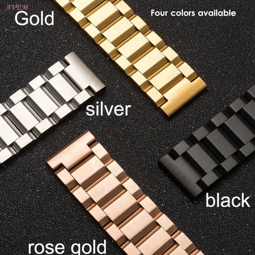 18mm 19mm 20mm 21mm 22MM 23mm 24mm 25mm Stainless Steel Strap Metal Watch Band Link Bracelet Watchband Black Silver Rose Gold