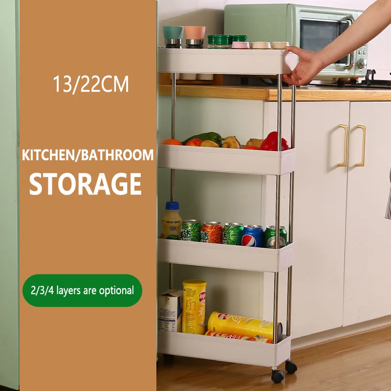 Bathroom Small Gap Storage Rack Four-story Kitchen Narrow Cabinet Living Room Floor Partition Frame Home Bathroom Cabinet