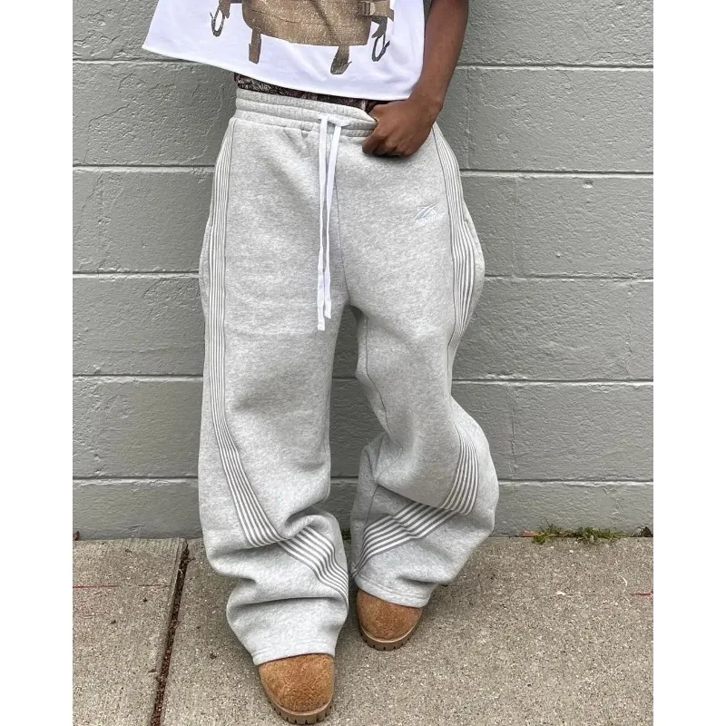 Casual Grey Embroidered Trousers Y2k Running Lace Chandelier Trousers Functional Tactics Camouflage for Men and Women