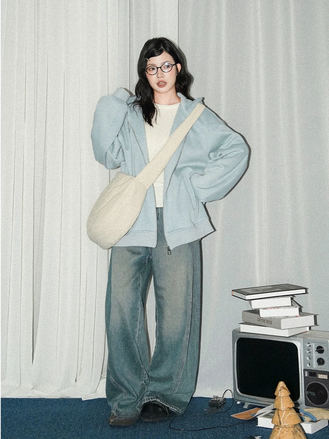 

Толстовка свободного кроя JINGU с внутренней флисовой подкладкой, универсальная верхняя одежда, повседневный стиль, длинный рукав, застежка-молния, топ в стиле Ханьфу