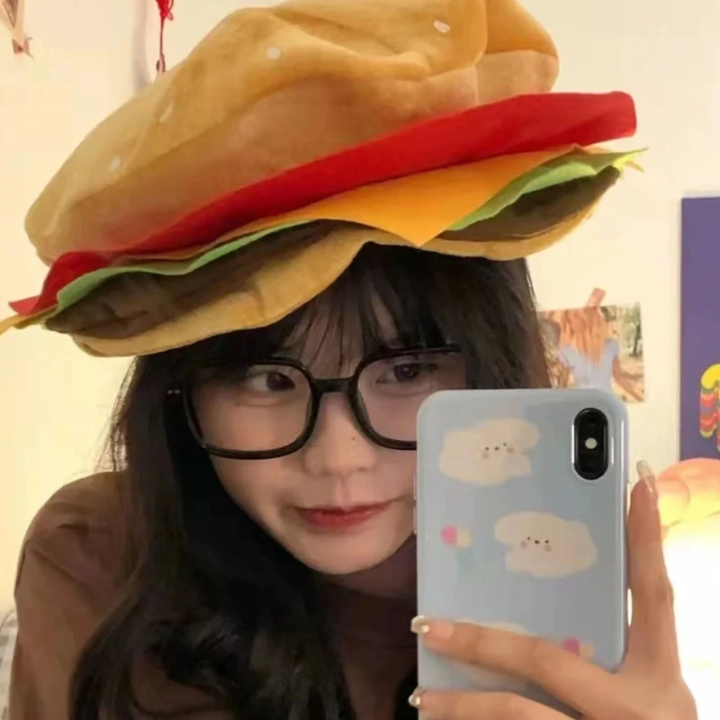 Funny Hamburger Headgear Cartoon Burger Hat Photo Prop for ​Family Gathering