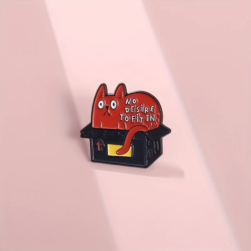 Cute Red Cat Brooch - 