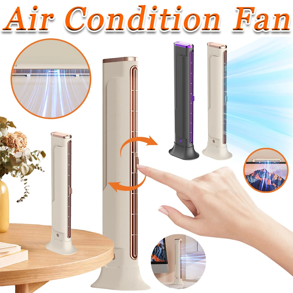 

Desktop Bladeless Fan Tower Fan Adjustable Vents Air Condition Fan Space-Saving Oscillating Fan for Bedroom Home Office Room