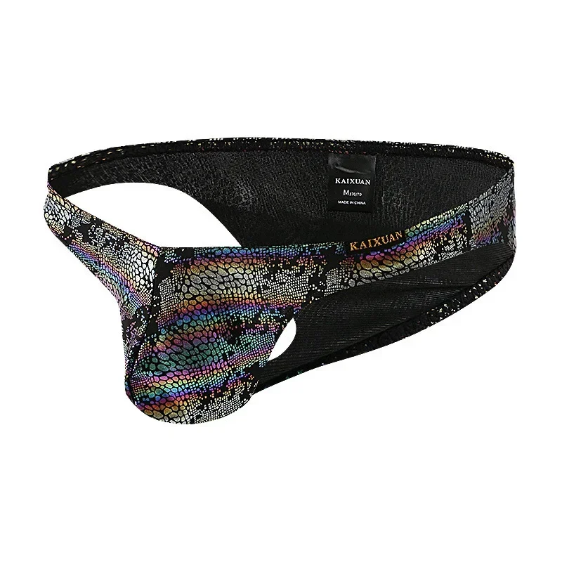

Men's Sexy Underwear Snake skin Brief Gay Low-waist U Convex Pouch underpants Large Sacs Lingerie Fetish Homosexual Sissy Bikini