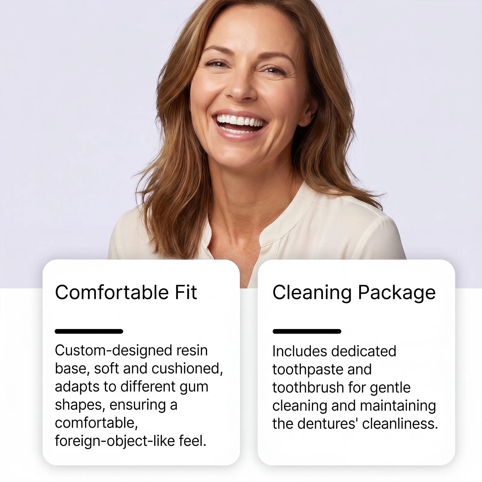 Comfort Dentures Kit 3 in 1 Fake Teeth Veneers with 10g Toothpaste Portable Toothbrush Instant Perfect Smile Whitening Set