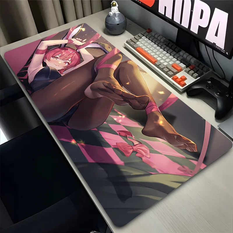 Mouse pad escritório pc acessórios de jogos teclado anime hd impressão mousepad portátil mesa mouse tapete hd h-hololive houshou marinho