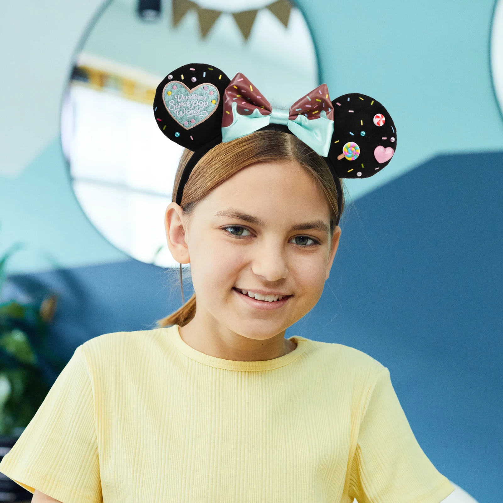 Kids Girls Butterfly Green Mickey Mouse Costume Hair Headband for Cosplay Princess Head Bopper Cosplay Costume Tiara Butterfly Flower  main image 3