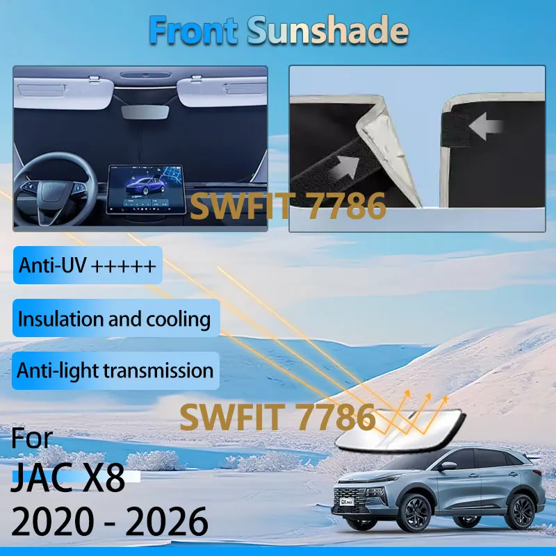 

Черный передний солнцезащитный козырек для JAC X8 Plus Sehol 2020-2026, аксессуары, теплоизоляционная защита, детали солнцезащитного козырька