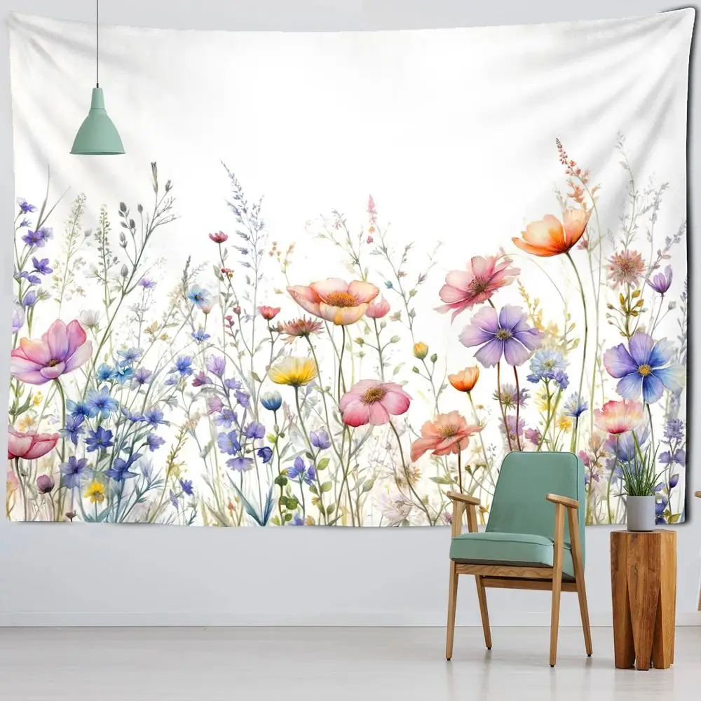 VIKAMA Floral Plant Tapestry Fern Leaves Boho Nature Wall Hanging Aesthetic Home Room Decor