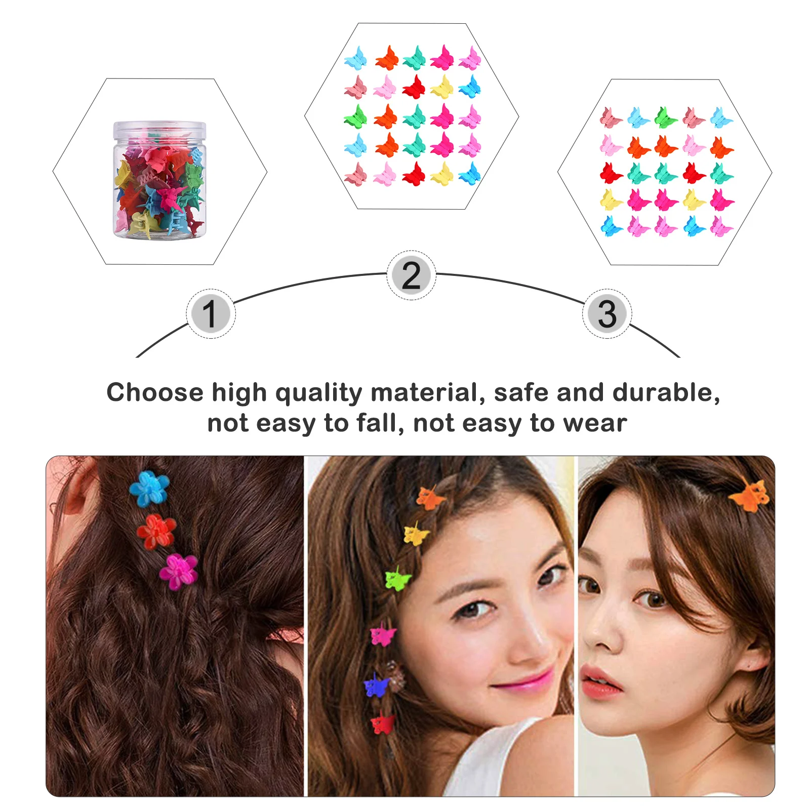 

50Pcs Butterfly Hair Claws Small Colorful Plastic Clips Kids Hairstyle Decoration Girls Hair Accessories Girls Hairpin