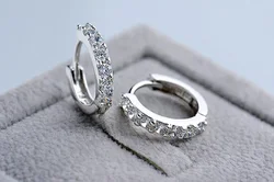 925 Sterling Silver Earrings trend 10mm Circle Zircon Hoop Earring for Grils Woman Wedding Street Versatile Jewelry Couple Gift
