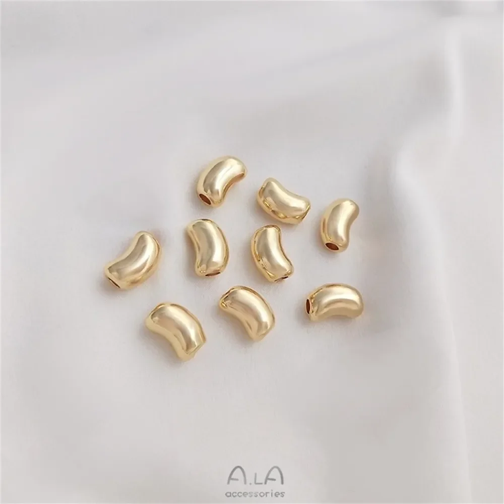 Collar de cuentas separadas con forma de guisante envuelto en oro de 14 quilates, cuentas de cubo, pulsera DIY, joyería con cuentas con cuentas K316