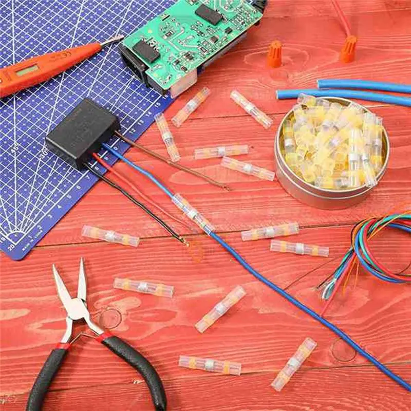 A02M-150Pcs 12-10 AWG Yellow Solder Seal Wire Connectors Solder Heat Shrink Waterproof Wire Connectors Electrical Terminals
