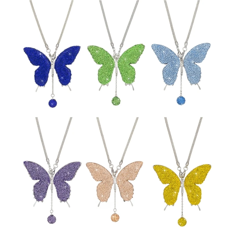 

Diamond Butterfly Car Pendants Bling Chain Rearviews Ornaments Luck Gift Decors Dropship